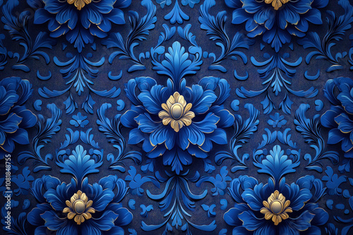 Blue Damask Background