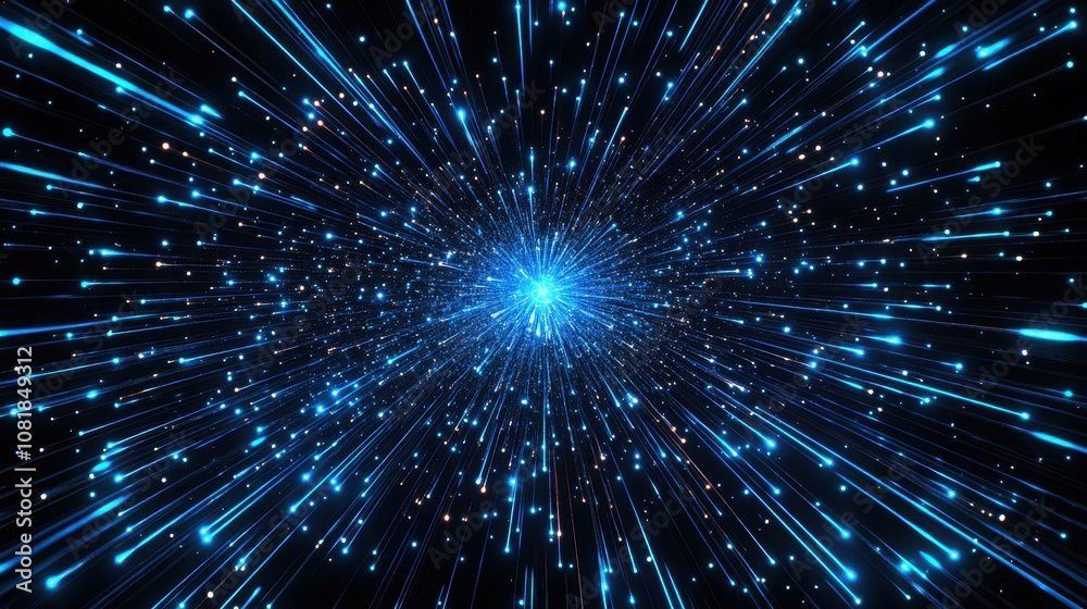 Abstract blue glowing light speed lines on a black background. A technology and digital concept design for a banner or poster vector illustration Abstract blue glowing light speed lines on a black background. A technology and digital concept design for a banner or poster vector illustration