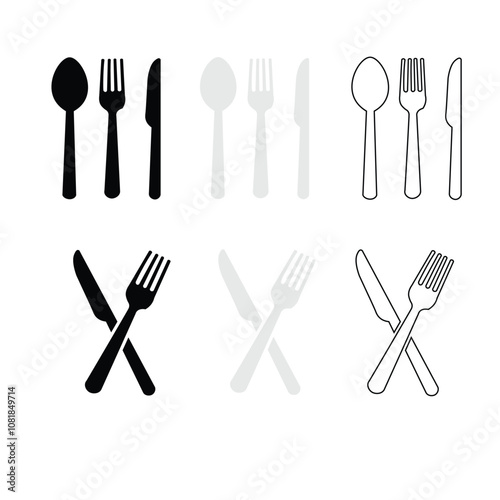 Fork, knife, plate and spoon. Menu symbol. Restaurant icon. Food, plate, fork, knife, spoon,