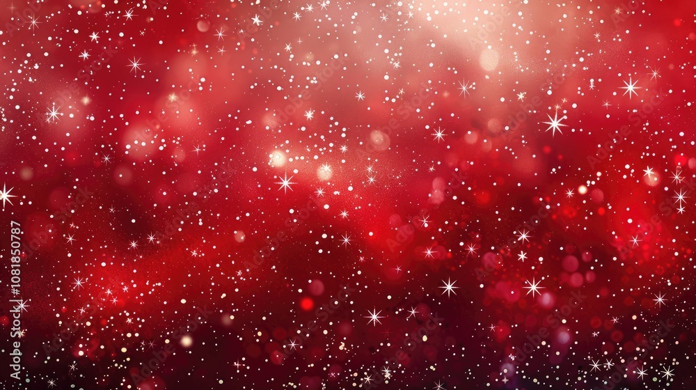 Abstract red background with white bokeh lights and glitter. Abstract red background with white bokeh lights and glitter.