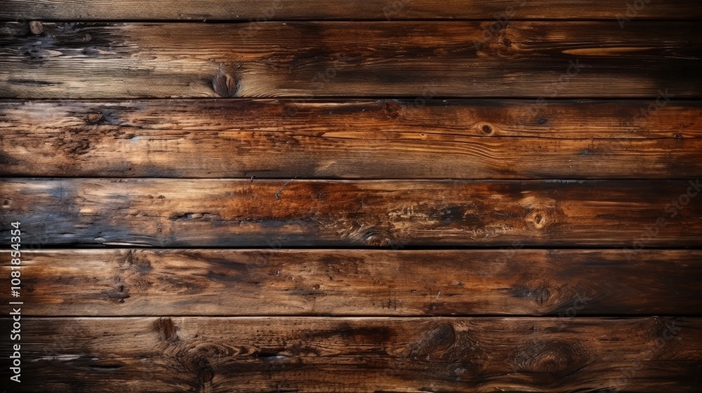 Naklejka premium Old Dark Brown Wooden Planks with Cracked Texture