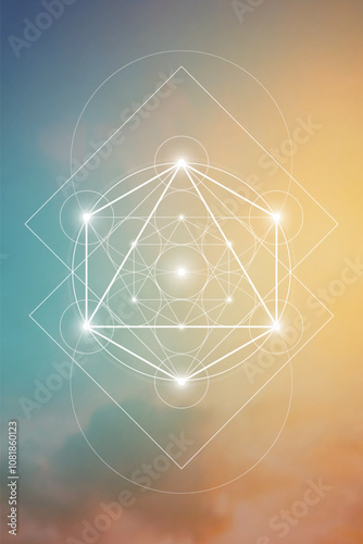 Sacred geometry merkabah vector illustration. Esoteric Energy Elements in Futuristic Design related to Tarot, Alchemy and Astrology