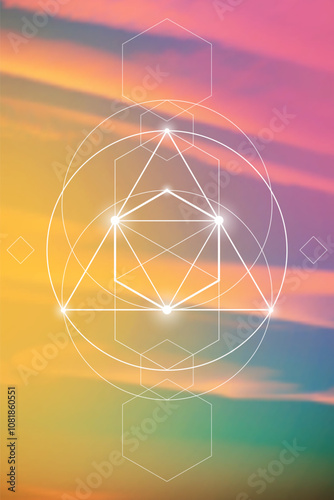 Sacred geometry vector illustration. Esoteric Energy Elements in Futuristic Design related to Tarot, Alchemy and Astrology