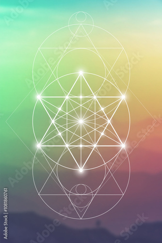 Sacred geometry merkabah vector illustration. Esoteric Energy Elements in Futuristic Design related to Tarot, Alchemy and Astrology