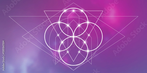 Sacred geometry flower of life vector illustration. Esoteric Energy Elements in Futuristic Design related to Tarot, Alchemy and Astrology