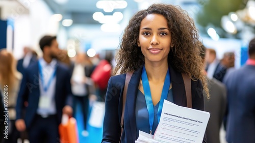 Job seekers actively engaging with recruiters at a bustling career fair, showcasing determination and eagerness in their pursuit of professional opportunities.