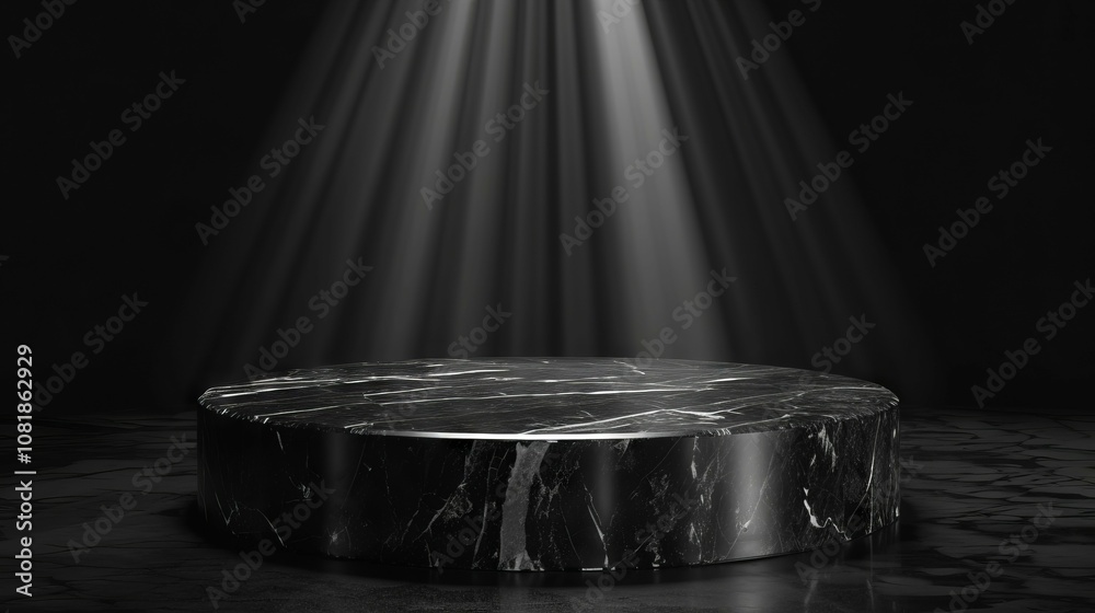 Black marble pedestal display. Elegant black marble platform; spotlight effect. Symbolizes luxury, power, and sophistication. Black marble pedestal display. Elegant black marble platform; spotlight effect. Symbolizes luxury, power, and sophistication.