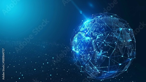 Global network connection. Illuminated Earth depicts worldwide connectivity, symbolizing unity and digital progress.  A bright future.