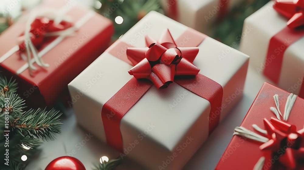 Christmas Gift Boxes on a White Background. Christmas Gift Boxes on a White Background.