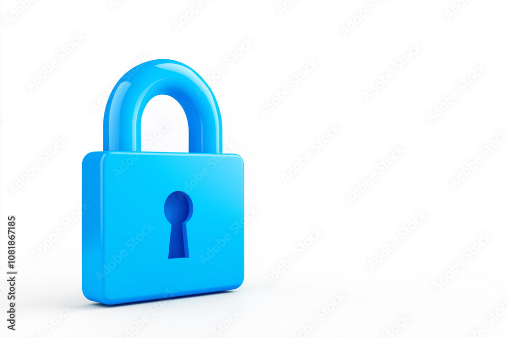 digital lock icon, cyber security symbol, holographic effect, metallic and blue, isolated on white background digital lock icon, cyber security symbol, holographic effect, metallic and blue, isolated on white background