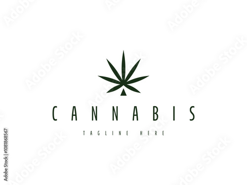 abstract marijuana hemp cannabis leaf logo design