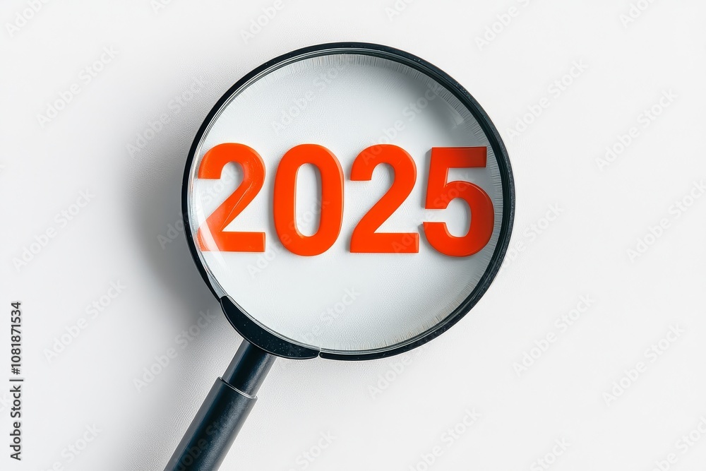 Magnifying glass hovering over bold red numbers Magnifying glass hovering over bold red numbers