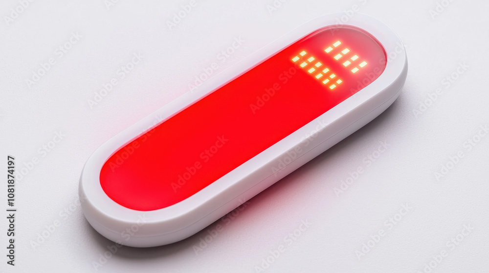 A modern red LED device with white frame, displaying digital numbers A modern red LED device with white frame, displaying digital numbers