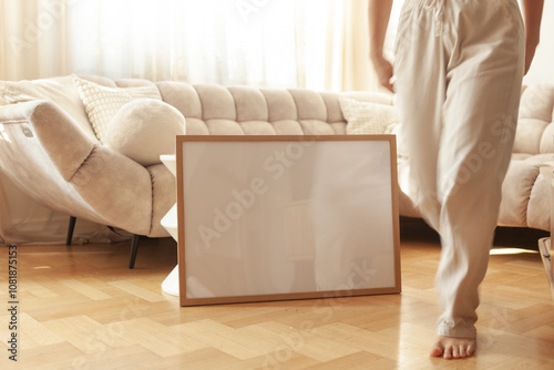 50x70 cm Frame Mockup in a modern apartment photo