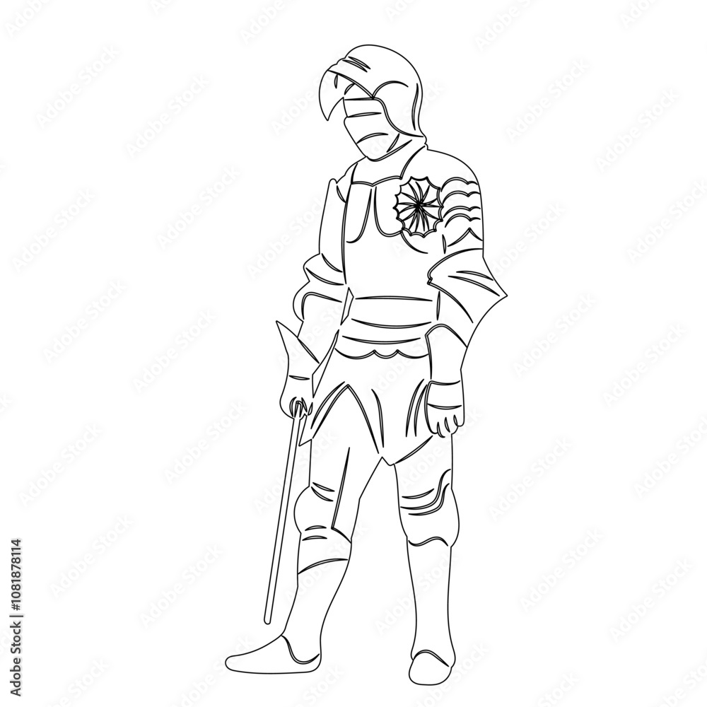 knight with sword on white background sketch knight with sword on white background sketch