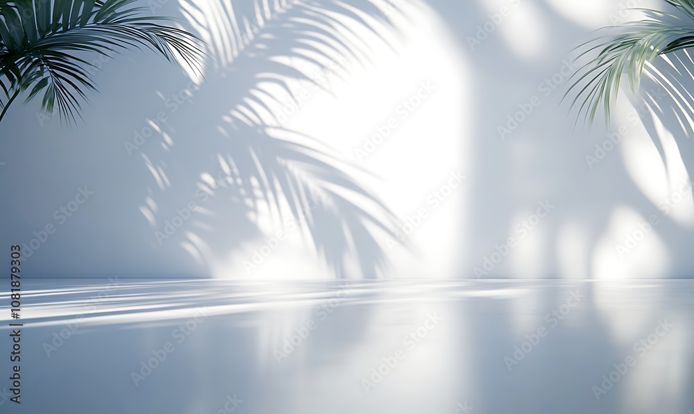 white empty room with shadow plant on white wall, empty white marble stone counter table top with shadow , white stucco cement luxury wall for product display presentation white empty room with shadow plant on white wall, empty white marble stone counter table top with shadow , white stucco cement luxury wall for product display presentation