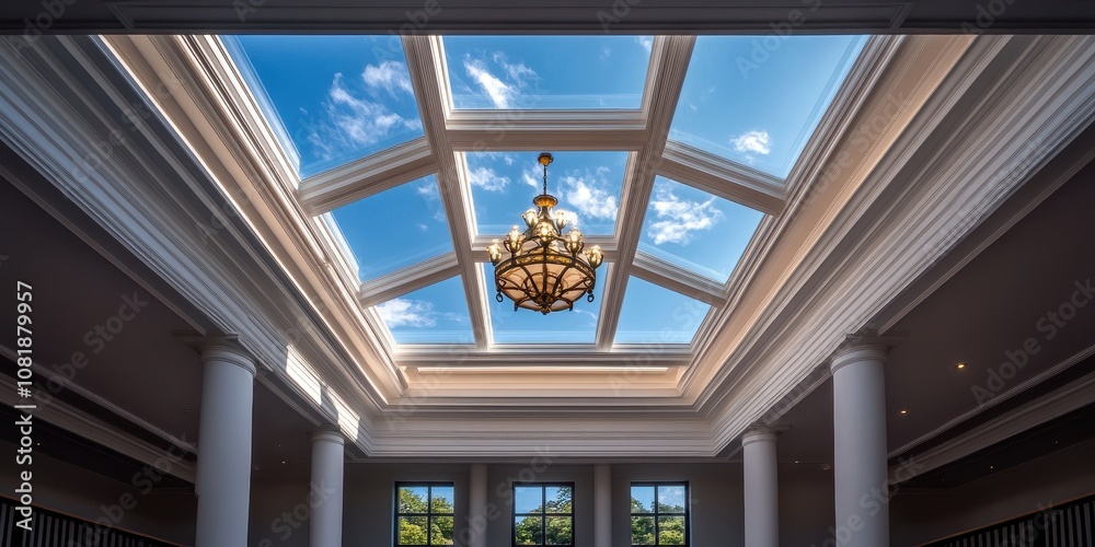 Elegant ornamental skylight featuring intricate arabesque designs, showcasing classic architectural beauty. Elegant ornamental skylight featuring intricate arabesque designs, showcasing classic architectural beauty.