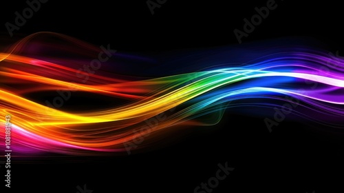 Abstract spectrum of light painting streaks on black background