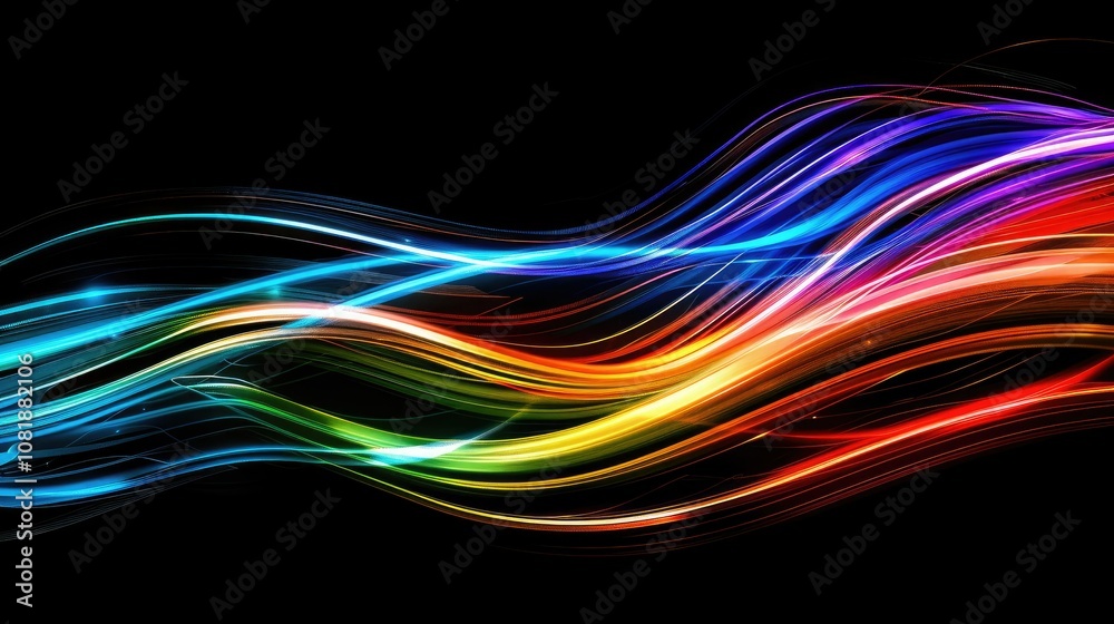 Abstract spectrum of light painting streaks on black background Abstract spectrum of light painting streaks on black background