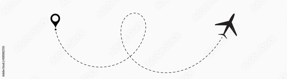 plane flight route. Airplane travel concept, symbol on isolated background. plane flight route. Airplane travel concept, symbol on isolated background.