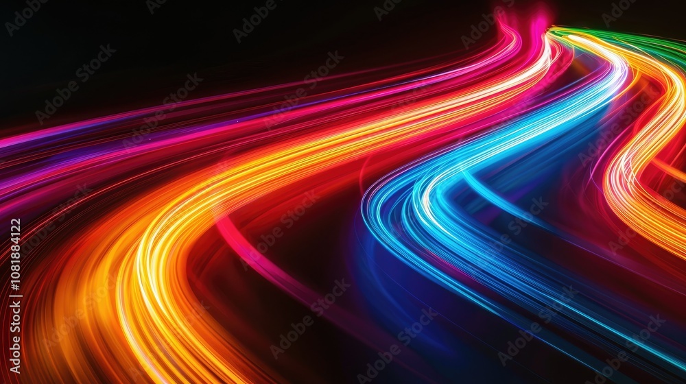 Abstract spectrum of light painting streaks on black background Abstract spectrum of light painting streaks on black background