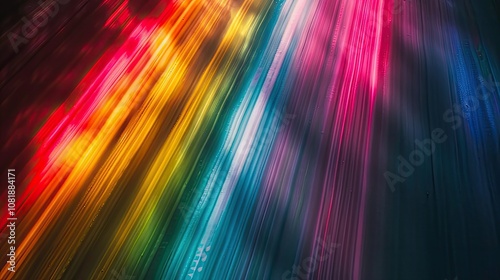 Abstract spectrum of light painting streaks on black background