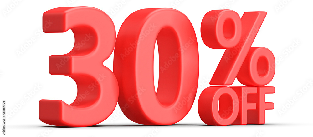 30 Percent Off Discount Red Number 3D Render 30 Percent Off Discount Red Number 3D Render