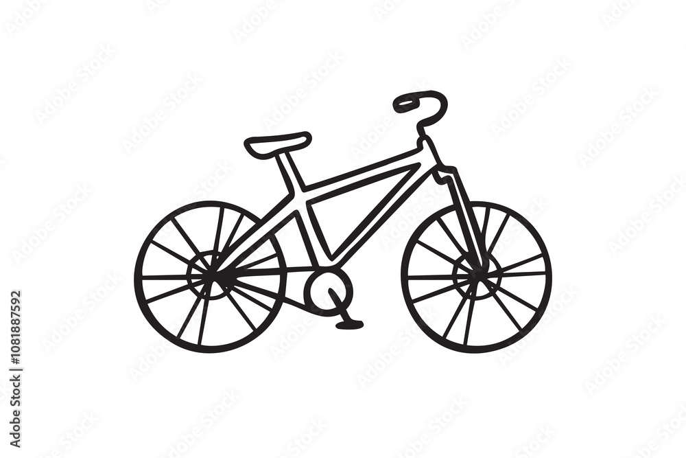 Fototapeta premium Bicycle hand drawn icon. Bicycle doodle sign isolated on white background