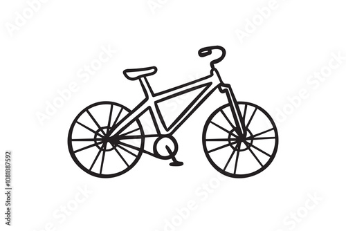 Bicycle hand drawn icon. Bicycle doodle sign isolated on white background