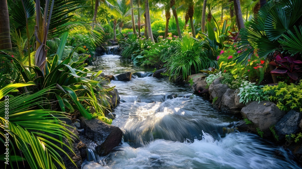 Lazy river winding through lush greenery Lazy river winding through lush greenery
