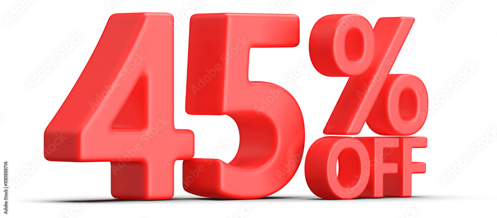 45 Percent Off Discount Red Number 3D Render 45 Percent Off Discount Red Number 3D Render