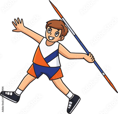 Track and Field Athlete and Javelin Clipart