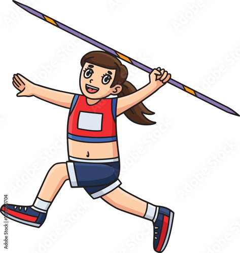 Track and Field Female Athlete Javelin Clipart