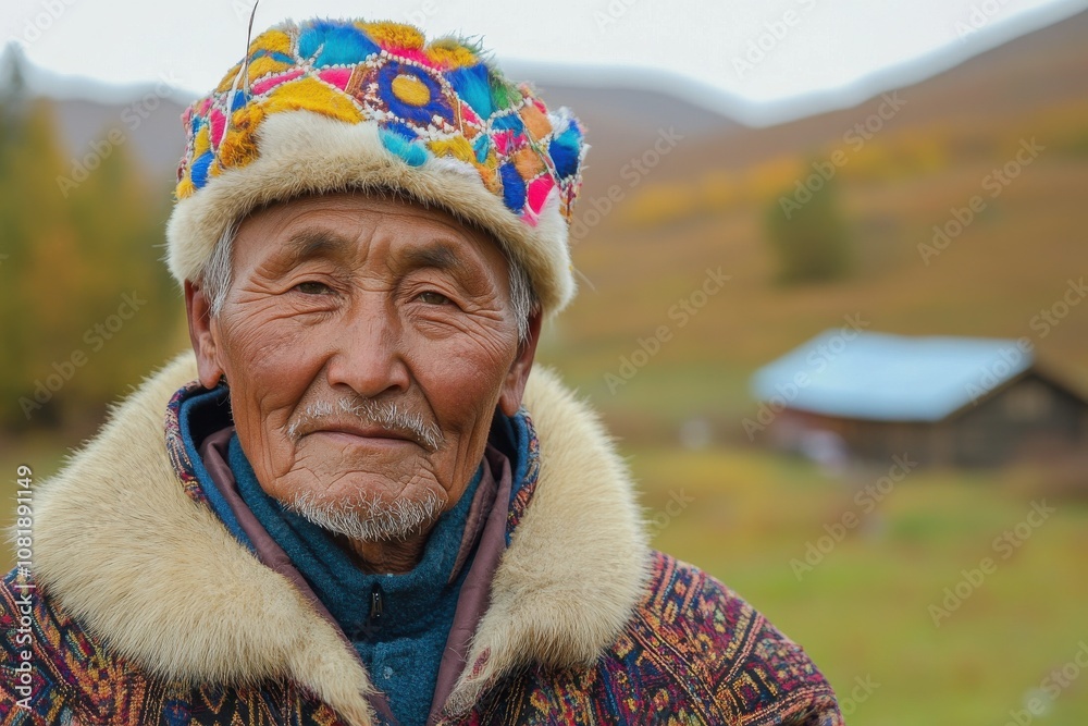 Portrait of an Elder from Northern Regions with Traditional Attire Portrait of an Elder from Northern Regions with Traditional Attire