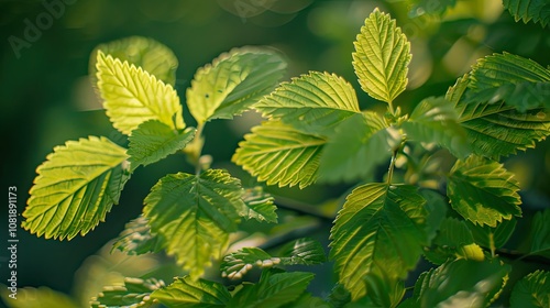 Fresh green leaves bathed in sunlight, a symbol of rejuvenation and growth