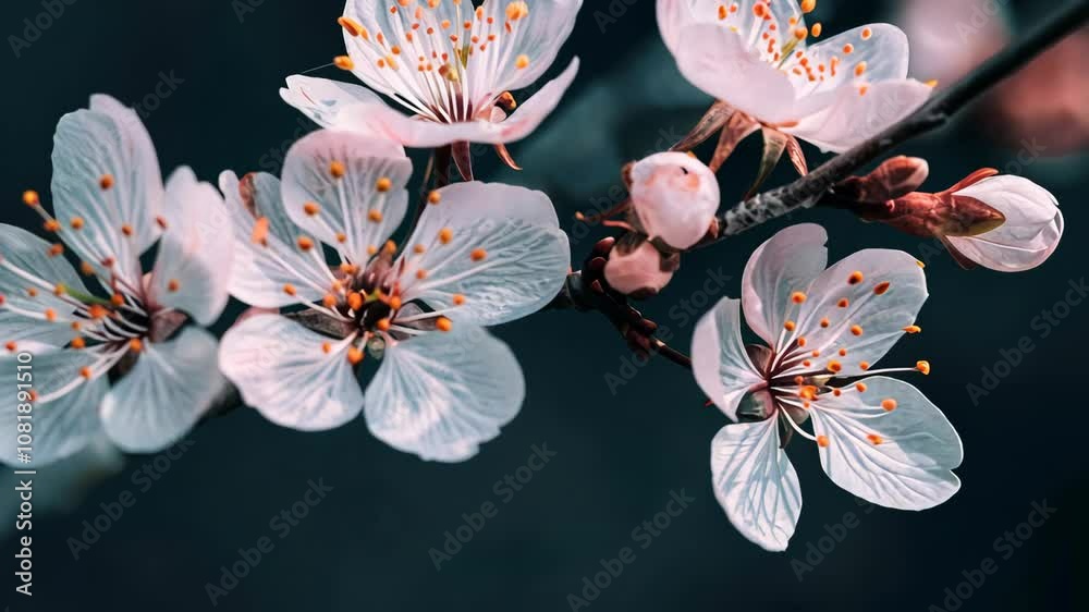 Cherry blossoms blooming in springtime garden