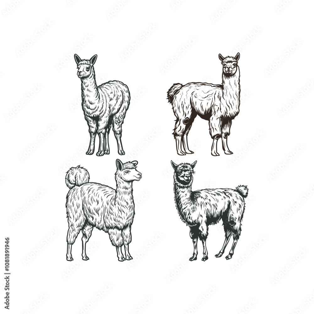 Fototapeta premium Llama animal logo design vector vintage