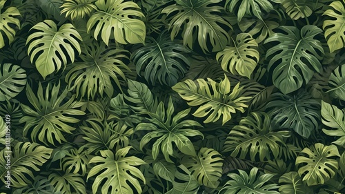 Rainforest Camouflage with Dense Jungle Leaf Patterns
