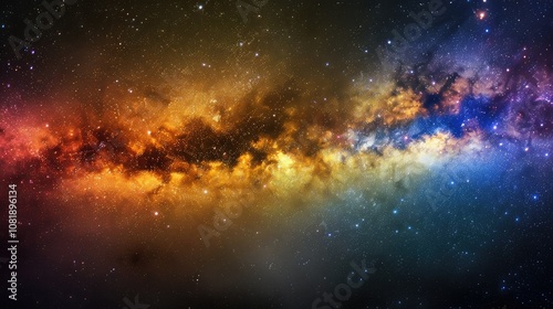 Colorful milkyway galaxy night stars landscape