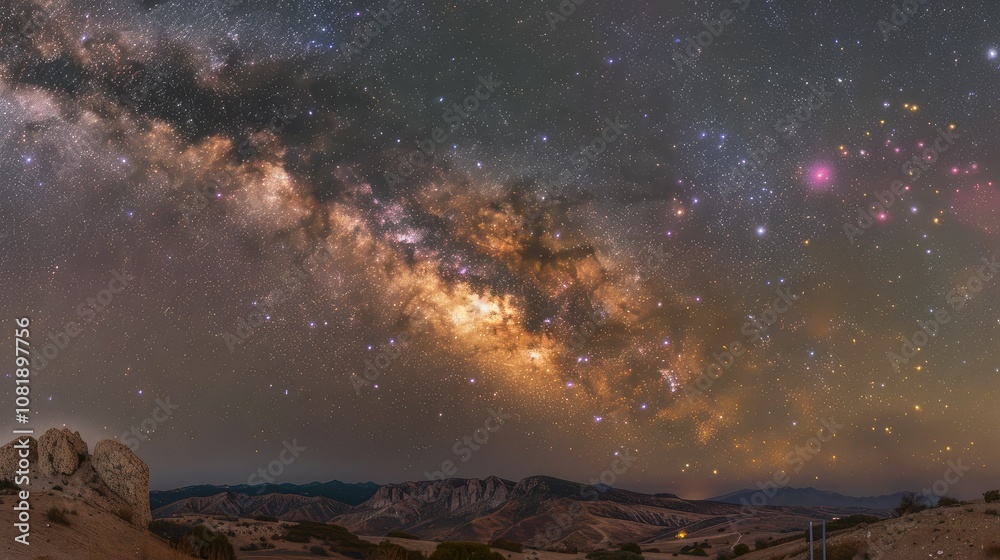 Colorful milkyway galaxy night stars landscape Colorful milkyway galaxy night stars landscape