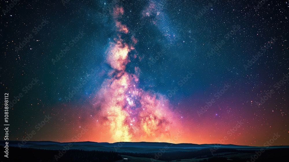Colorful milkyway galaxy night stars landscape Colorful milkyway galaxy night stars landscape