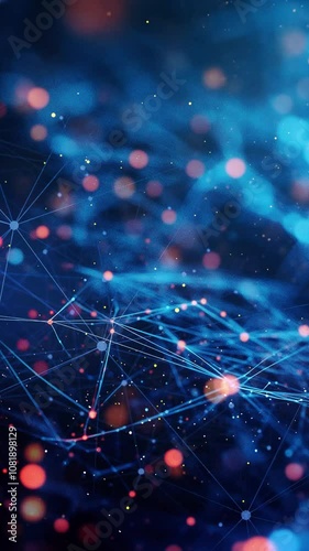 Futuristic Digital Cityscape With Neon Lights. Background. Seamless looping motion design. Video animation. A captivating visualization of a futuristic city with neon lights. The image portrays a