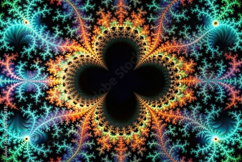 Close-Up fractal abstract pattern with black background