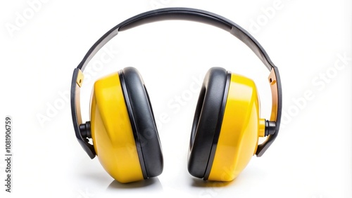 Close-up shot of yellow hearing protectors reducing loud noise