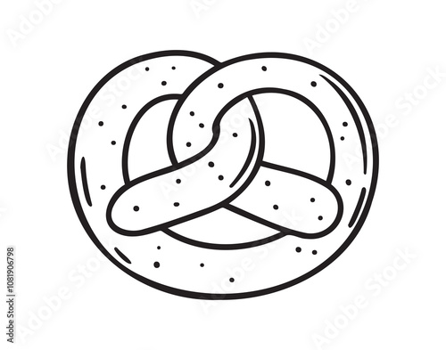 Pretzel doodle hand drawn icon. German pretzel traditional drawing clipart line isolated element.