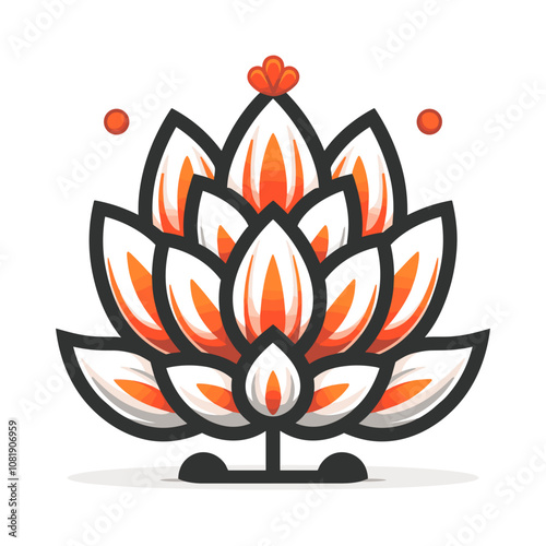 Lotus flower cartoon icon. Vector illustration of lotus flower.