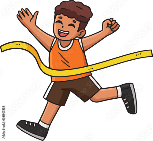 Track and Field Athlete Winning a Marathon Clipart