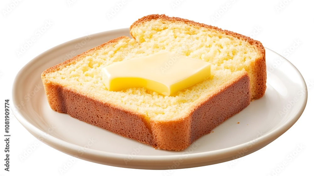 A serving of cornbread, moist and crumbly bread made from cornmeal, often served with butter.
A serving of cornbread, moist and crumbly bread made from cornmeal, often served with butter.