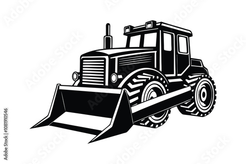 Bulldozer Vector Illustration - Heavy Construction Equipment, Earthmover, Industrial Machine, Graphic Design