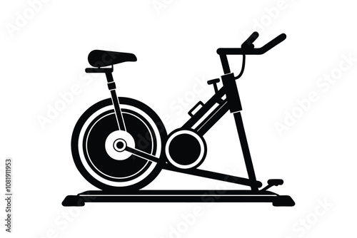 Stationary Bike Silhouette Vector - Fitness, Exercise, Cycling Gym Equipment, Cardio, Minimalist SVG Design